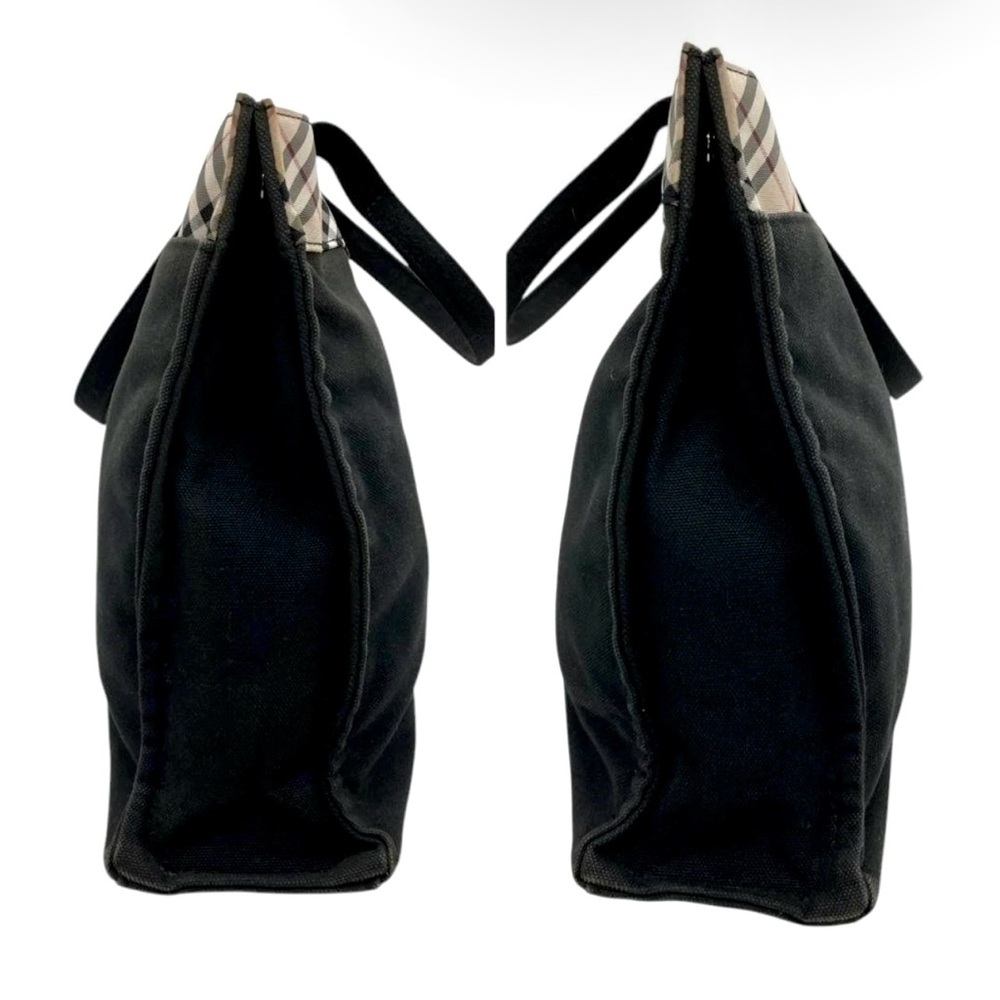BURBERRY BLUE LABEL Black Beige Nova Check Canvas Tote A4 Storage - Picture 4 of 9